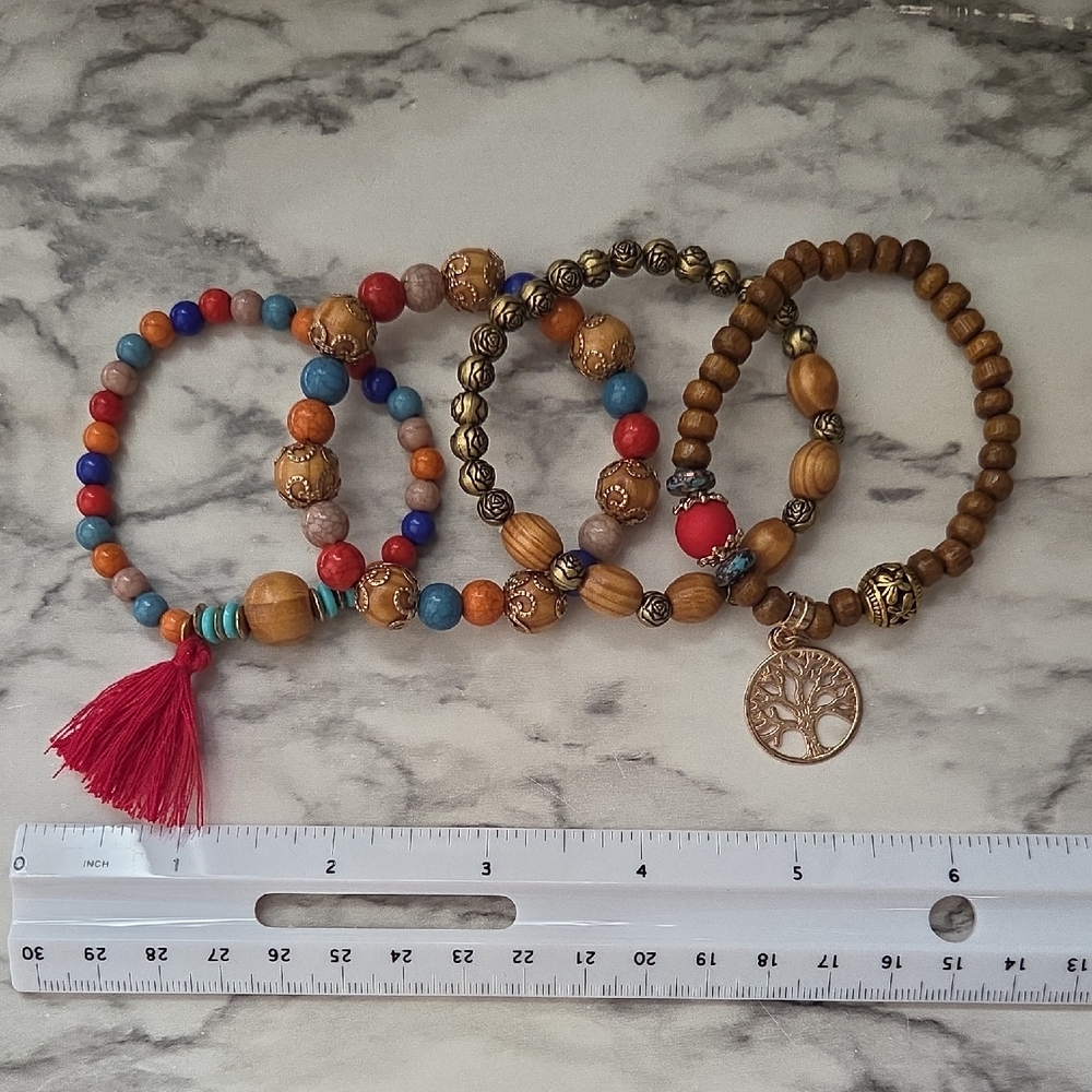 Bohemian Multicolor Beaded Bracelet Set